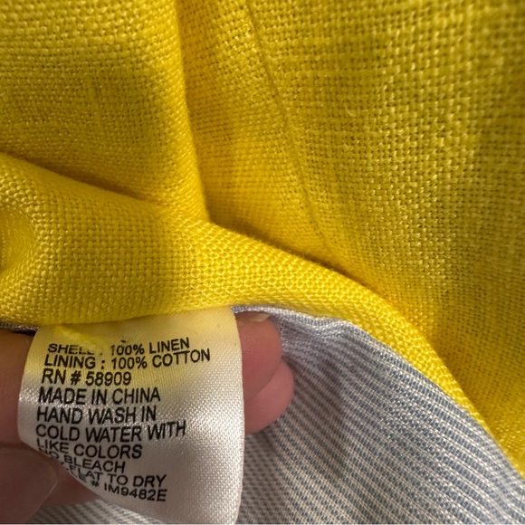 Cremieux Women’s Yellow 100% Linen One Button Lined Jacket Size L - Picture 7 of 9
